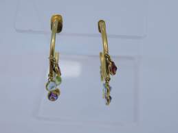14K Yellow Gold Garnet, Topaz, Amethyst, Citrine & Peridot Hoop Earrings 3.7g