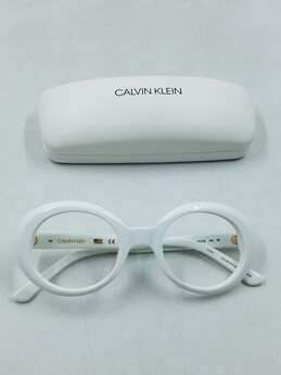 Calvin Klein White Oval Eyeglasses