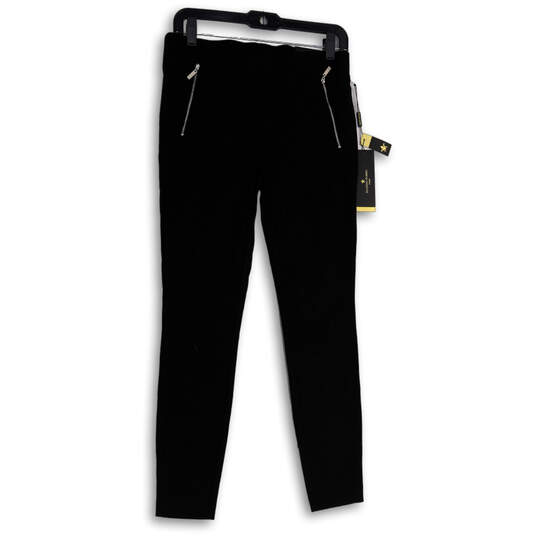 NWT Womens Black Flat Front Zipper Pocket Skinny Leg Ankle Pants Size 6 image number 1