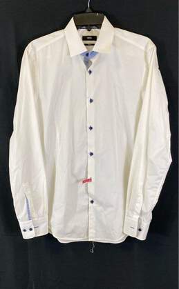 Hugo Boss Mens White Slim Fit Cotton Long Sleeve Button-Up Shirt Size 39/15.5