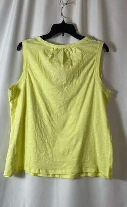 NWT Rafaella Womens Lemon Yellow Cotton Sleeveless Split Neck Tank Top Size XL alternative image