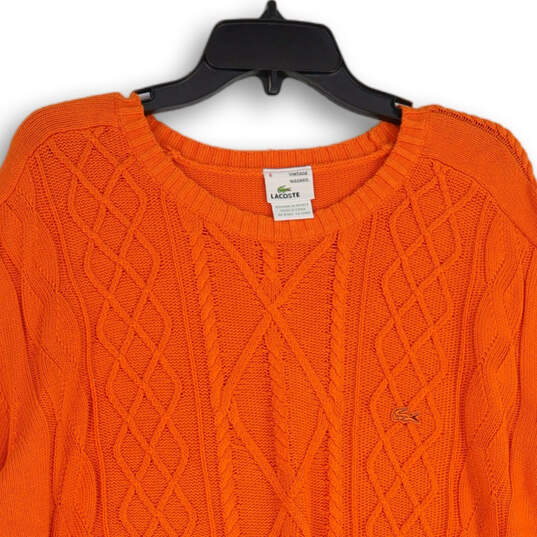 Womens Orange Knitted Long Sleeve Crew Neck Pullover Sweater Size 6 image number 3