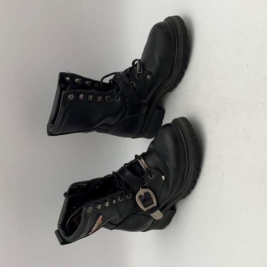 Harley Davidson Womens Black Leather Lace-Up Steel Toe Biker Boots Size 7.5 image number 2
