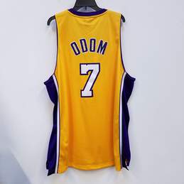 NWT Mens Yellow Purple Los Angeles Lakers Lamar Odom #7 NBA Jersey Size 2XL alternative image