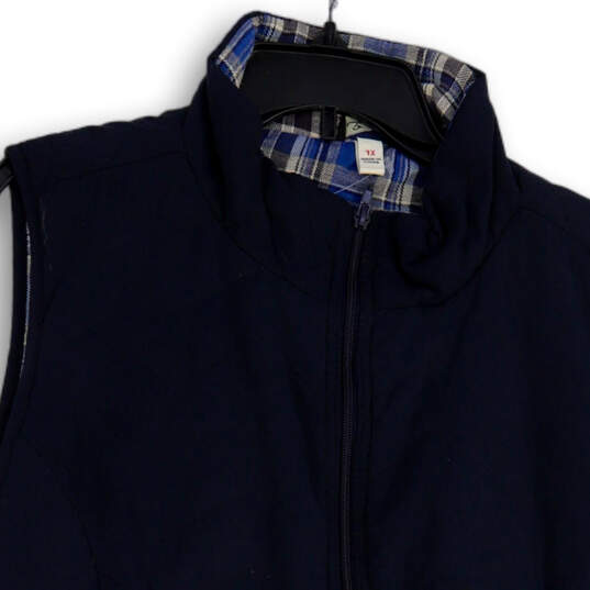 NWT Womens Blue Sleeveless Mock Neck Pockets Full-Zip Vest Size 1X image number 3