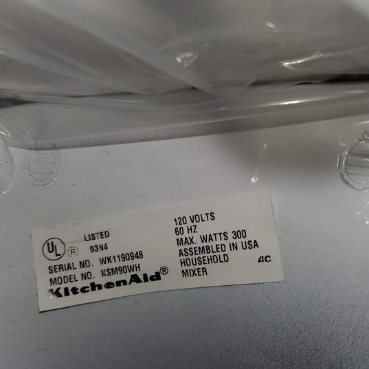 KitchenAid Countertop Mixer w/ Attachments & Bowl Model KSM90WH image number 3