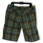 NWT Womens Gray Blue Plaid Pockets Flat Front Bermuda Shorts Size 14 image number 2