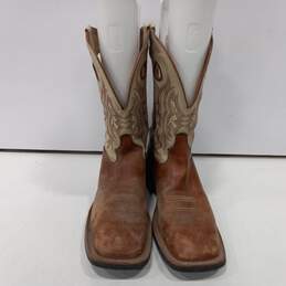 Tony Lama Men's Brown/Tan Square Toe Western Boots Size 9.5