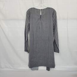 Pleione Gray Striped Front Tie Hankercheif Dress WM Size M