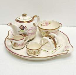 Gray's Pottery Hand Painted Pink Floral Motif 6 Piece Tea for 1 Set