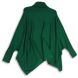 NWT Womens Green Knitted Long Sleeve Turtleneck Poncho Sweater Size XL alternative image
