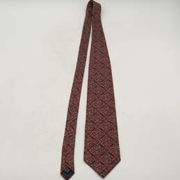 Christian Dior Mens Red Purple Printed Adjustable Four In Hand Pointed Neck Tie
