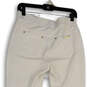 Womens White Flat Front Pockets Pull-On Skinny Leg Ankle Pants Size Large image number 4