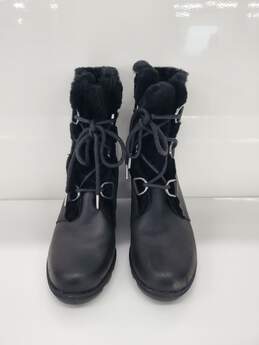 Sorel Women's Black Joan of Arctic Wedge Shearling Waterproof Boots SZ-9.5 Used
