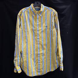 Ralph Lauren Men's Yellow/Blue Striped Dress Shirt Size L