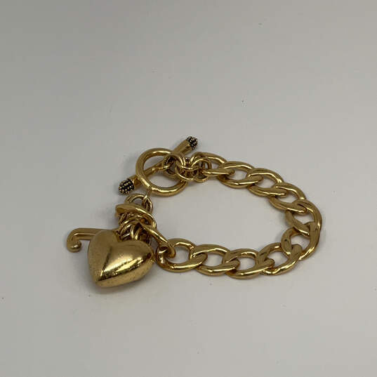 Designer Juicy Couture Gold-Tone Link Chain Puffy Heart Charm Bracelet image number 2