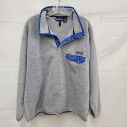 Patagonia MN's Gray 100% Polyester Fleece Snap Button Pullover Size XL