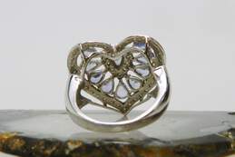 10K White Gold 0.11 CTTW Diamond & Tanzanite Heart Ring 3.8g alternative image