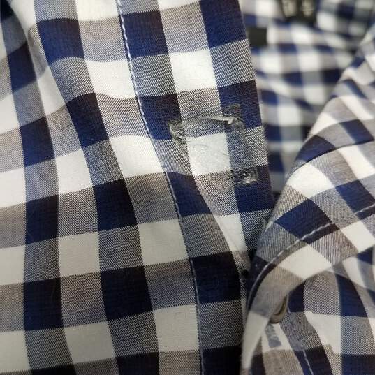 Theory blue and white gingham button up shirt men's M image number 5