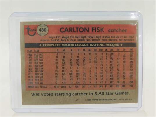 1981 HOF Carlton Fisk Topps All-Star Boston Red Sox image number 2