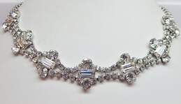 Vintage Icy Rhinestone Silver Tone Necklace, Bracelet & Clip On Earrings 67.8g alternative image