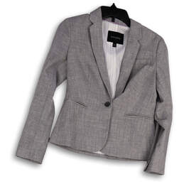 Womens Gray Notch Lapel Long Sleeve Pocket One Button Blazer Size 0P