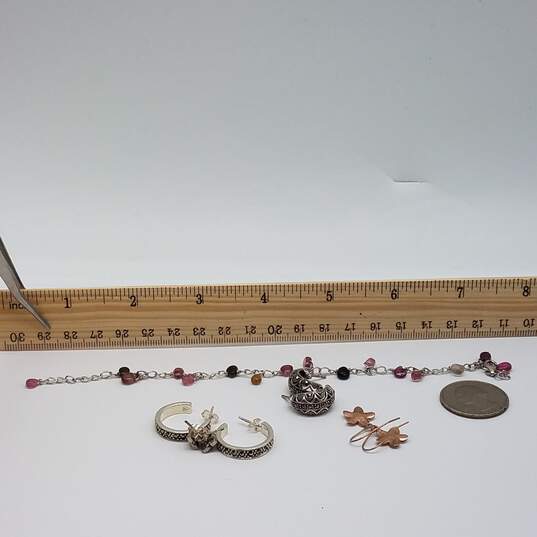 Sterling Silver Multi Gemstone 7 1/2 Inch Bracelet Earring Jewelry Bundle 5pcs 16.4g image number 9