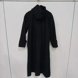 Vintage Womens Black Woolen Long Sleeve Pockets Hooded Pea Coat Size 6 alternative image