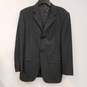 Mens Black Pinstripe Pockets Long Sleeve Collared Blazer Jacket Size Large image number 1