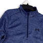Mens Blue Heather Long Sleeve Mock Neck 1/4 Zip Pullover Sweatshirt Size L image number 3