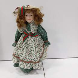 Vintage 17 inch Porcelain Holiday Clothing Girl Doll