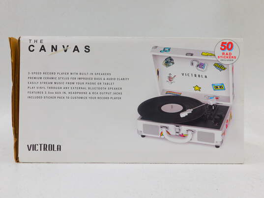 Victrola White Create Your Own Bluetooth Suitcase Record Player IOB W/ Stickers & Power Cord image number 3