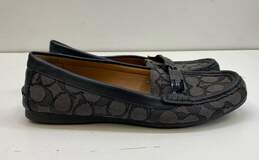 COACH Olive Signature Print Canvas Flats Loafers Shoes Size 8.5 B