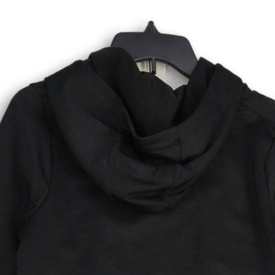 Womens Black Long Sleeve Zip Pockets Pullover Hoodie Size Medium image number 3