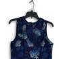Womens Blue Floral Sleeveless Round Neck Back Zip Sheath Dress Size 12P image number 3