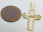 10K Yellow & Rose Gold Flower & Etched Leaves Open Scalloped Cross Pendant 1.5g image number 6