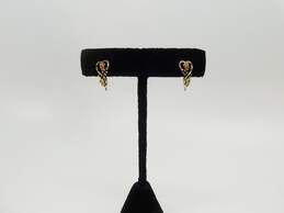 925 Sterling Silver & 12K Tri Color Black Hills Gold Grape Leaf Motif Earrings 1.8g