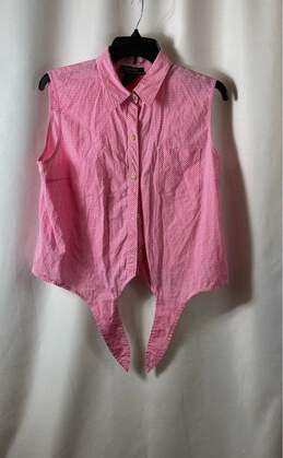 Lauren Ralph Lauren Womens Pink White Check Sleeveless Button-Up Shirt Size 14