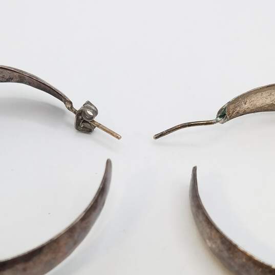 Sterling Silver Hammered Hoop Earrings 11.7g image number 2