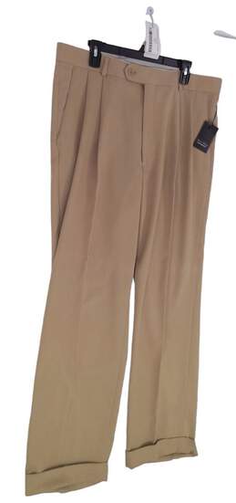 Mens Brown Straight Leg Pleated Slash Pocket Pants Size Large 10 alternative image