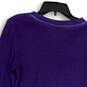 Womens Purple Round Neck Long Sleeve Knitted Pullover Sweater Size Medium image number 4