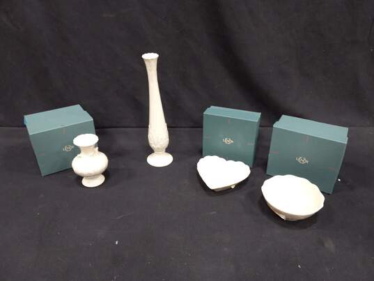 Bundle of 4 Assorted Lenox Ivory Porcelain Vases & Decorative Bowls IOB image number 1