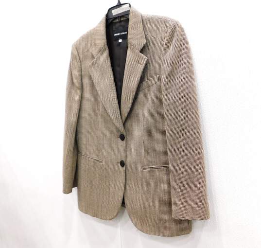 Giorgio Armani Brown Houndstooth Pattern Men's Blazer Size 46 with COA image number 2