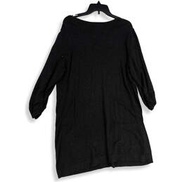 Womens Gray Knitted Sequin Zipper Pockets Long Sleeve Sweater Dress Size 2X alternative image