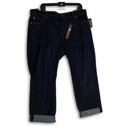 NWT Womens Blue Denim Medium Wash Cuffed Straight Leg Jeans Size 18 W