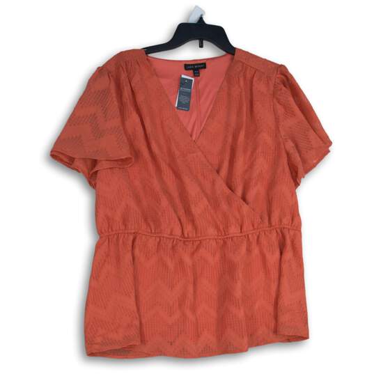 NWT Lane Bryant Womens Coral Lace Surplice Neck Pullover Blouse Top Size 18/20 image number 1