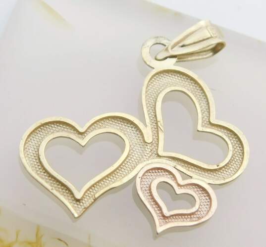 10k Yellow & Rose Gold Open Hearts Pendant 1.1g image number 2