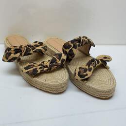 Loeffler Randall Daisy Two Bow Cotton Espadrille Platform Sandals Size 9