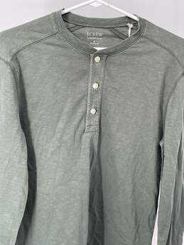 Mens Green Garment Dyed Long Sleeve Henley Neck T-Shirt Size S T-0528893-E alternative image