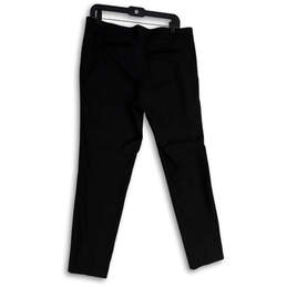 Womens Black Flat Front Regular Fit Pockets Straight Leg Ankle Pants Sz 10 alternative image